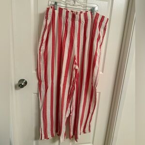 XXL Red and White Striped Linen Pants